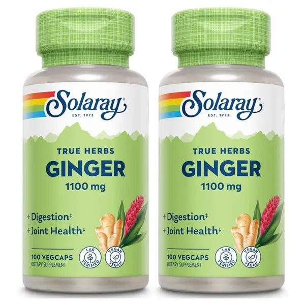 2 Pack - Solaray Ginger Root 1100mg for Healthy Digestion 100 VegCaps Solaray
